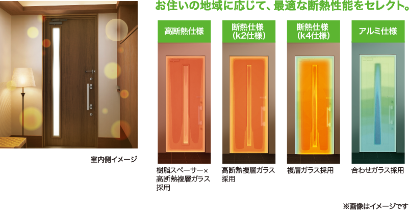 断熱ドアと仕様一覧のイメージ画像
