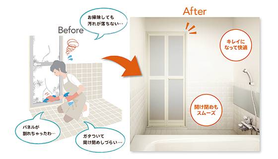 FGネクストの古くなった浴室ドアをパッと交換!の施工前の写真1